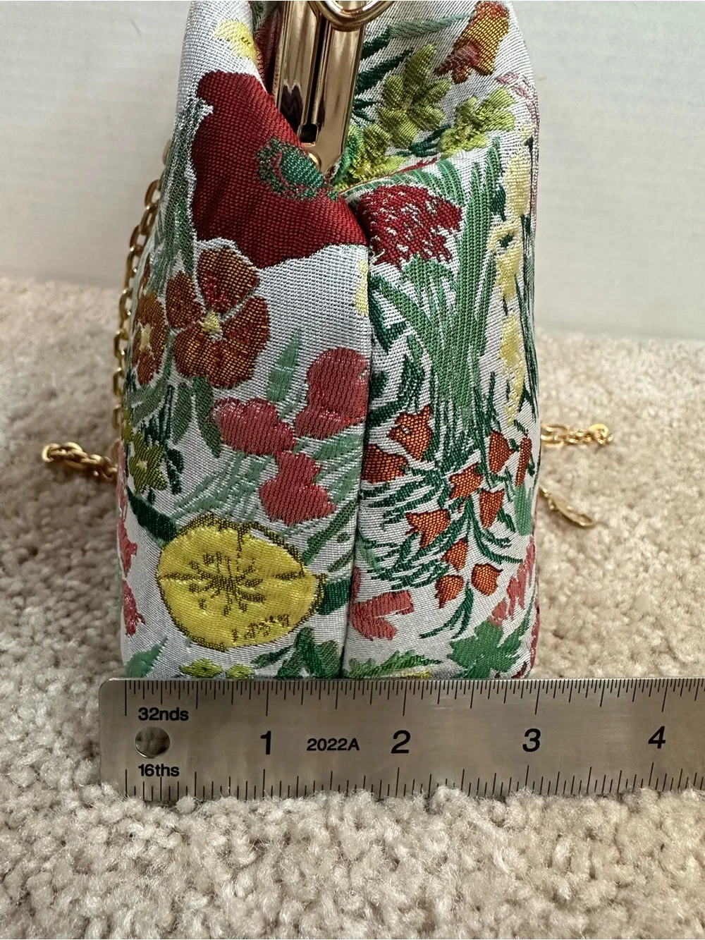 Floral Embroidered Frame Clutch in Multi-Color, New